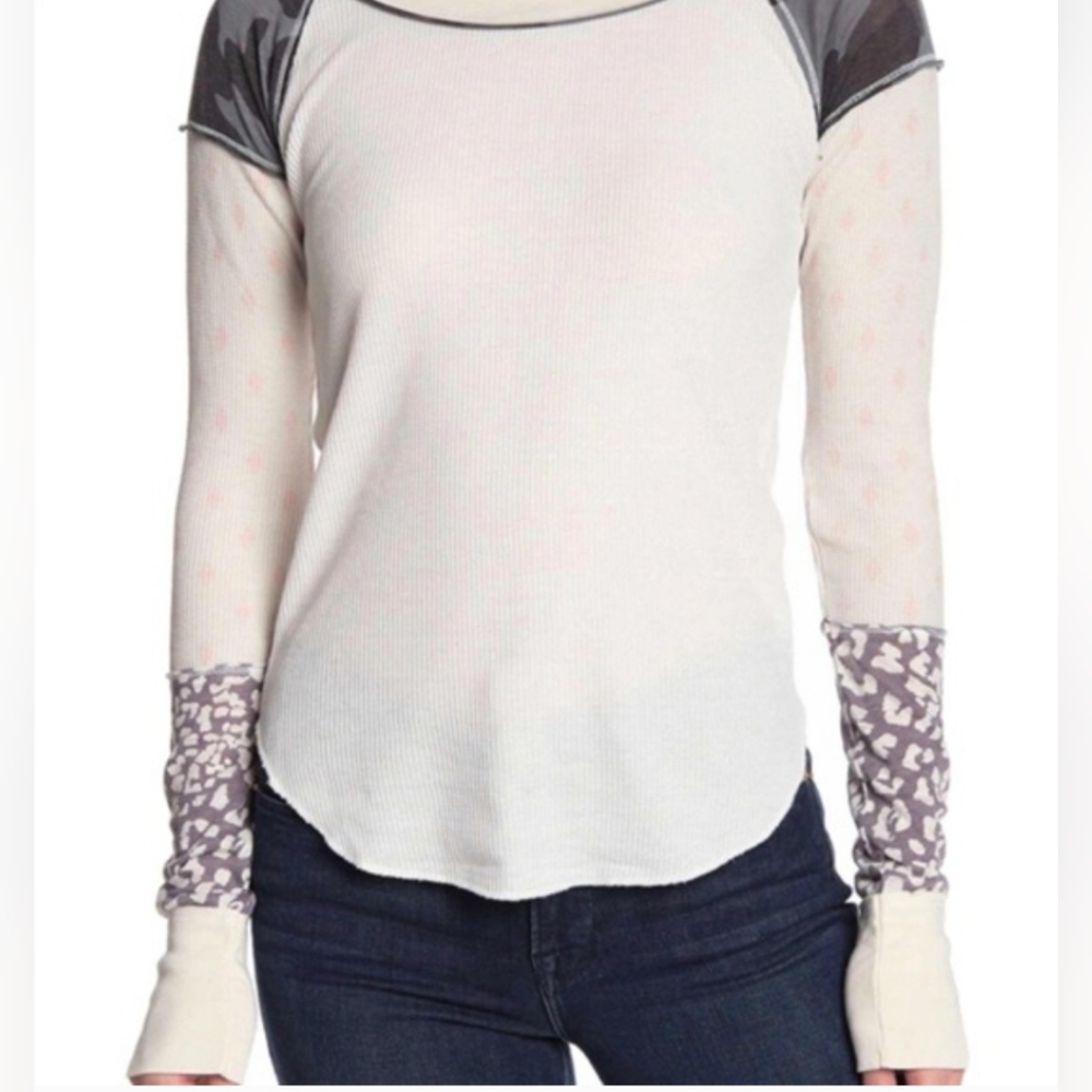 Free People Bright Side Thermal Top Ivory White Size Small